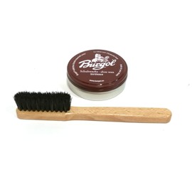 Shoe Care Set Burgol Wax 'Bordeaux and Burgol Application Brush