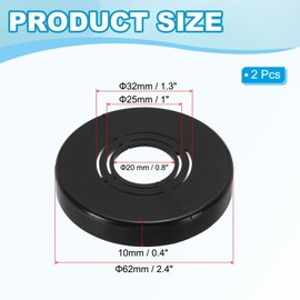 PATIKIL Wall Split Flange 0.8/1/1.3 Inch, 2Pcs 0.4" Thicken Cuttable ABS Round Escutcheon Plate Cover Buckle for Water Pipe Faucet Decoration, Black