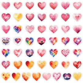 Heart Love Stickers 50PCS, Waterproof Vinyl Decals for Valentine’s Cards Wedding Crafts Journals Scrapbooks Gift Wrapping, Romantic Gold & Pastel Designs for Teens and Couples