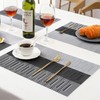 Leetaltree Grey with White Striped Placemats Set of 4 -