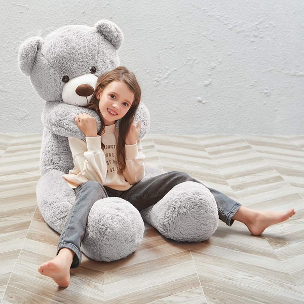 MorisMos Giant Teddy Bear Stuffed Animals Plush Toy for Girlfriend Kids (Gray, 55 Inches)