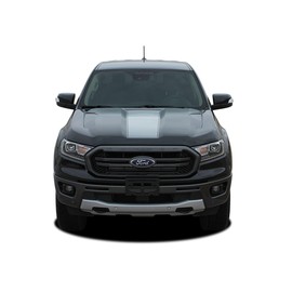 Original Vim Hood : Compatible with 2019-2023 Ford Ranger Hood Stripes Vinyl Graphics Decals (Fits as Shown) (13WP Hot Rod Red – Dry Install)