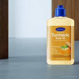 Ahlia Turmeric & Cinnamon Moisturizing Body Oil Gel 260ml - Soothing Skin Barrier EnhancerKormesic Minyak Badan TURMERIC Original Pure Extra Virgin 260ml untuk Perawatan Kulit & Massage Minyak Badan Asli dan Murni untuk Semua Jenis Kulit