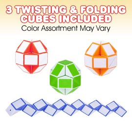 ArtCreativity Juego de 3 cubos giratorios y plegables, mini rompecabezas de serpiente para niños, juguetes sensoriales para autismo, recuerdos de fiesta de cumpleaños, rellenos de bolsas de regalo