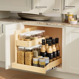 TREATLIFE HOME Maximize Storage with Pull Out Under Sink Organizer, 2-Tier Adjustable Cabinet Organizer with Hard Close, for Kitchen or Bathroom