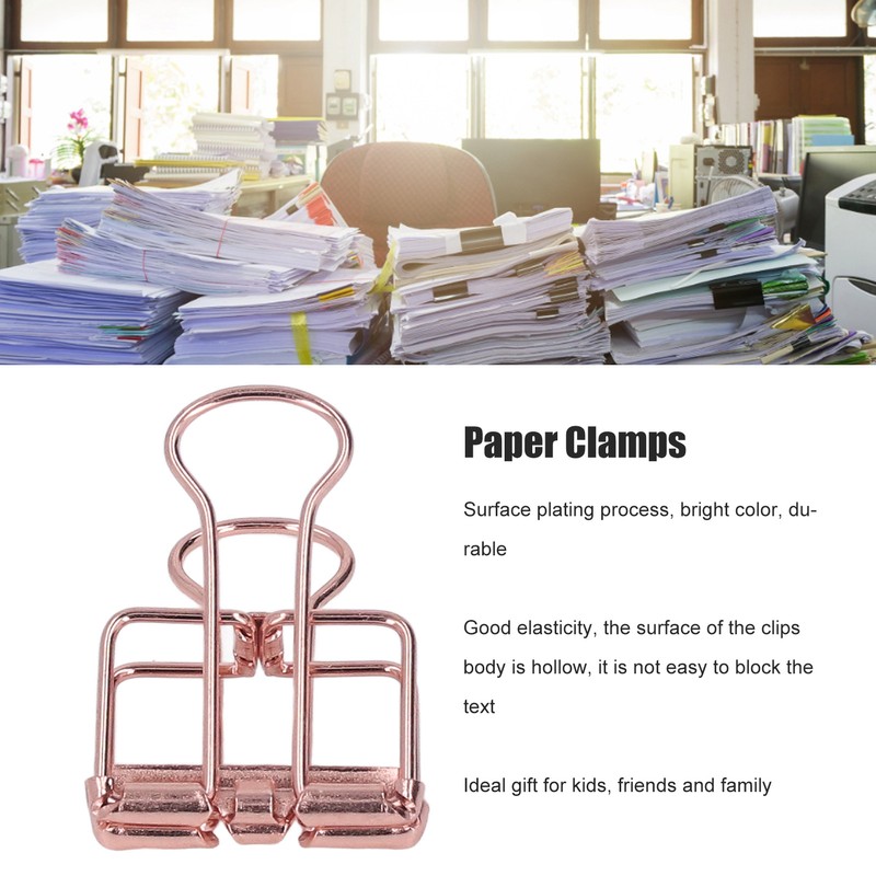 19mm 80pcs Binder Clips Strong Clamping Force Metal Hollow Tail