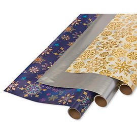 Papyrus Christmas Wrapping Paper Bundle, Metallic Trio (3 Rolls)