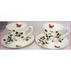fromeuropewithlove Strawberries & Butterflies Cups and Saucers Set of 2