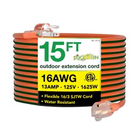 Go Green Power Inc. (GG-13715) 16/3 SJTW Outdoor Extension Cord, Orange, 15 ft