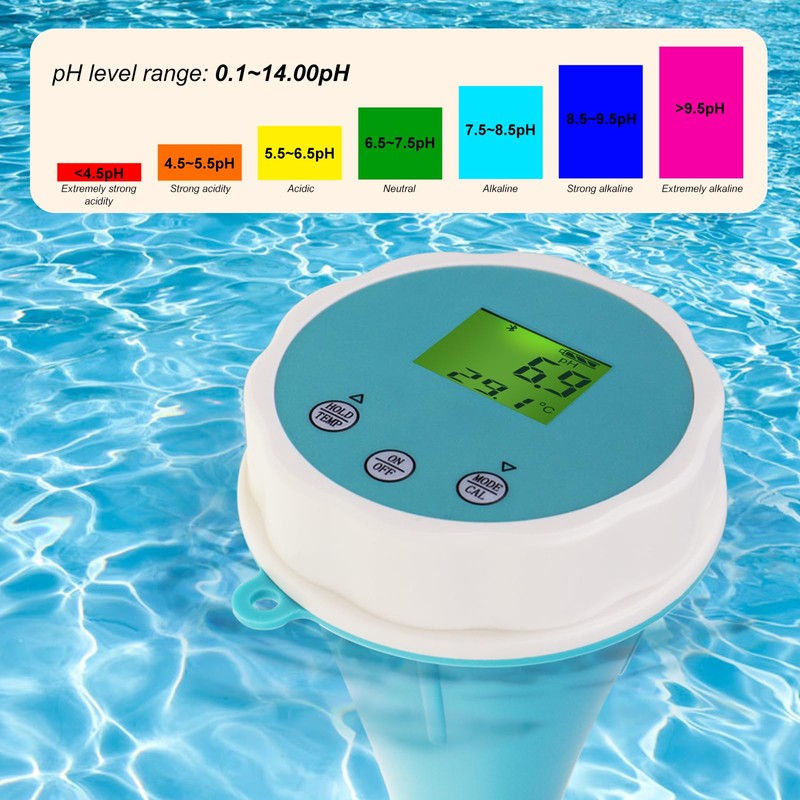 6-in-1 Bluetooth Swimming Pool Water Tester EC/Salinity/pH/ORP/Temperature/Chlorine Meter Wireless Floating
