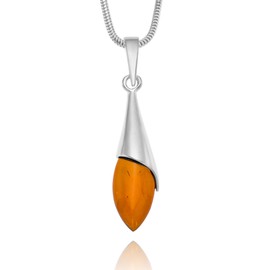 Copal Baltic Amber and Sterling Silver Teardrop Pendant Necklace, Sterling Silver, Amber pendant, amber necklace