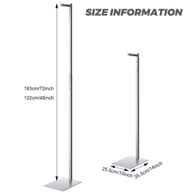 Sintuff Adjustable Cloth Display Stand 48-72 Inches Single Garment Rack Metal Costumer T Shirt Display for Thrift Shop Vendors Retail Store(Silver)