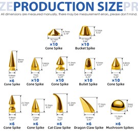 Glarks 98Pcs Gold Mixed Shape Spikes Studs Rivets Kit with Install Tools, Screw Back Bullet Cone Studs and Spikes Punk Rivets Set for Leather Belts Bags Shoes Dog Collars DIY Craft Decoration(Gold)