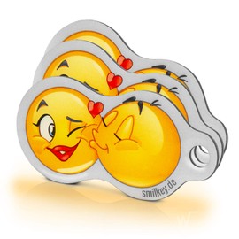 Einkaufswagenlöser ® Kiss Smiley / Key Fob Shopping Chip with Key Finding Service / Removable Shopping Trolley Token Metal Chip Shopping Trolley Key Finder / Pack of 3