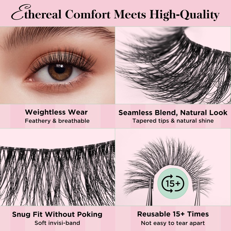 False Eyelashes 14 Pairs Eye Lash Pack Natural Look,3D Fluffy