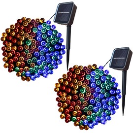 Kikasam [2 Pack Solar String Lights Outdoor, 33Ft 100LED Solar Lights Outdoor Garden Waterproof Solar Fairy Light for Garden Christmas Tree Decorative Gifts Wedding Party-Color