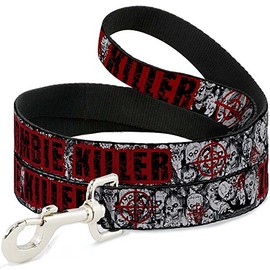 Buckle-Down 1.5" Wide Zombie Killer with Stacked Zombies Sketch Dog Leash, 4'