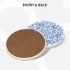 Coasters with Holder,Blue and White Flower Style Ceramic Drink Coaster,