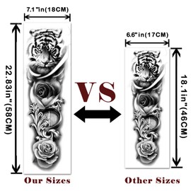 Yazhiji Extra Large Temporary Tattoos 8 Sheets Full Arm Fake Tattoos and 8 Sheets Half Arm Tattoo Stickers for Men and Women (22.83"X7.1")