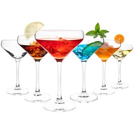 YARYOUNG 12Oz Martini Glasses Set of 6 Dishwasher Safe Long Stem Crystal