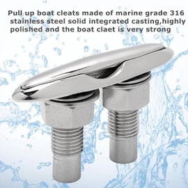 SUNOOM Pull Up Boat Cleats 316 Stainless Steel Hidden Flush Mount 6 Inch Retractable Boat Claet, Marine Cleat Pop Up Boat Cleats,Popup Cleat Yacht Marine Boat Dock Cleats Dock Boat Deck Cleat