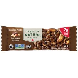 Taste of Nature - Organic 2g Sugar Chocolate Peanut - Low Sugar Snack and Breakfast Bar, High Fiber Energy Bar - 16 Count