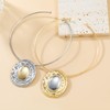 Vanesseva Two Tone Oval Pendant Open Circle Choker for Women