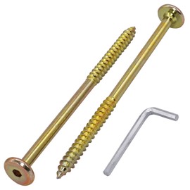 SKIR'CO (20 pcs) Yellow Zinc Plated Wood Connector Screws 6.5 x 110 mm, Furniture Connector Screws, Flat Head