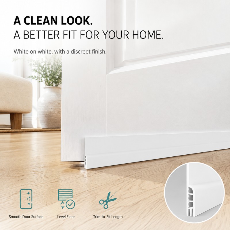 Door Draft Stopper, Self-Adhesive Under Door Sweep, 39.37-Inch Trim-to-Fit Strip