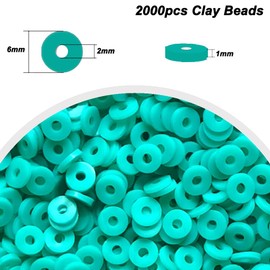 2000pcs Lake Blue Clay Beads for Bracelets Making Heishi Polymer Disc Clay Bead Flat Spacer 6mm for Jewelry Earring DIY Crafts
