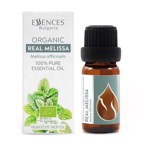 Essences Bulgaria Organic Real Melissa Essential Oil 1/3 Fl Oz | 10ml | Melissa Officinalis | 100% Pure and Natural | Undiluted | Therapeutic Grade | Family Owned Farm | Steam-Distilled | Non-GMO
