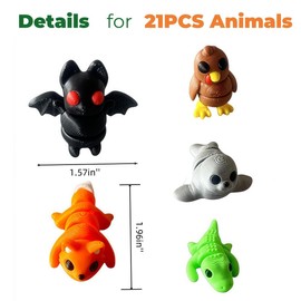 YLYKJDG 21PCS 3D Printed Animals, Mini Animal Toys 3D Printed Fidget Toys Mini Stuff Fun Designs Articulating Figurines Miniatures Easter Basket Essentials Mystery Tiny Things