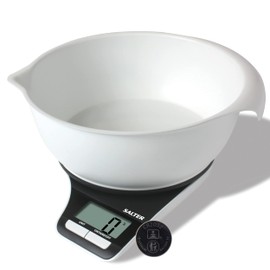 Salter 1089 BKWHDR Measuring Jug Electronic Kitchen Scale, Food/Baking Scale, Dishwasher Safe 1.25L Bowl, Easy Pour, Add & Weigh, Measures Liquids/Fluids, 5 Kg Capacity, Metric/Imperial, White/Black