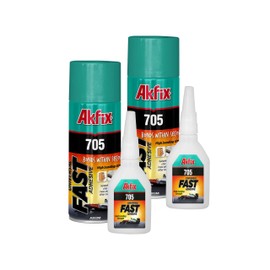 Akfix 2-Pack 400ml 705 Fast Adhesive CA Glue (3.50 oz.) with Activator (13.50 fl oz.) Clear Super Glue Adhesive and Accelerator Spray - 2 Pack