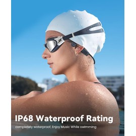 MONODEAL Swimming Headphones, IP68 Bone Sound Headphones, Bluetooth 5.3 Sports Bone Conduction, Wireless Swimming, Built-in 32 GB MP3 Player Memory, Open Ear Headphones for Swimming