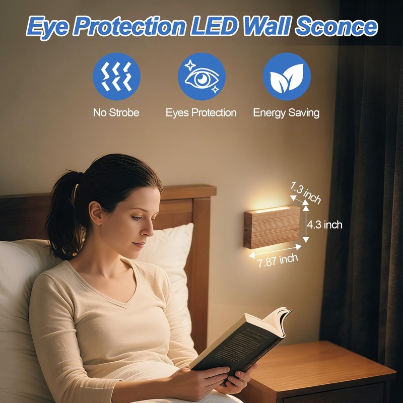 Wood Wall Sconce Indoor Wall Lights Hardwired 1 Pack Up