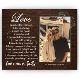 Love is Patient Love is Kind Picture Frame Gifts for Couple, Wedding Photo Frame, Bible Gifts for Anniversary, Engagement, 4x6 inch Photo