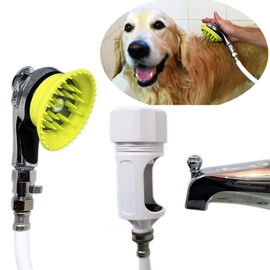 Wondurdog Deluxe Bathtub Spout and Garden Hose Attachment Dog Wash Kit w/Splash Shield and Rubber Scrubbing Teeth. Water Pressure Control. Fast and Easy Dog Bath. Indoor/Outdoor Pet Grooming.