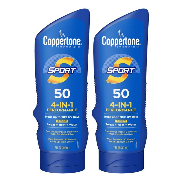 Coppertone SPORT Sunscreen SPF 50 Lotion, Water Resistant , Broad