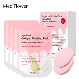 Mediflower 메디플라워 일회용 모델링팩 버라이어티팩 (콜라겐 28gx4+해면x2) Mediflower Disposable Modeling Pack Variety Pack (Collagen 28gx4 + Sponge x2)
