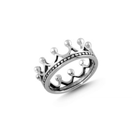 Cassini Women's Crown Ring 925 Sterling Silver Oxidised Ring 3RAJ, Sterling Silver