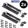 2X Orbitron Garden Gate Shed Sliding Door 4"Tower Bolt Black