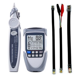 Handheld Portable Network Cable Tester LCD Large Screen Display Digital Wire Trackers Continuity Battery Voltage Polarity Checking POE Test Multi-function Cable Tester with Flashlight