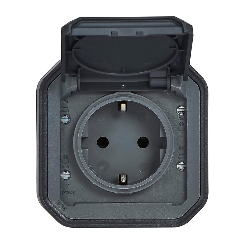 LEGRAND, Plexo New 069799L Surface-Mounted Socket Schuko Standard with Hinged