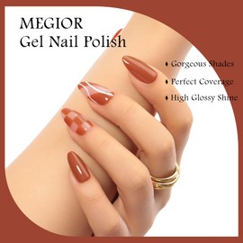 MEGIOR Brown Gel Nail Polish 15ML Saddlebrown Gel Nail Polish Soak Off UV LED Nail Lamp Gel Polish Nail Art Manicure Pedicure for Salon & Home Use, 0.5OZ