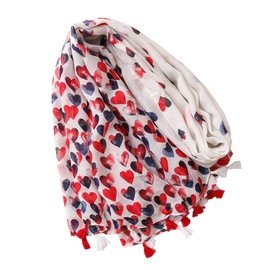 FAIRYGATE Womens Scarf Lightweight Women's Scarves & Wraps Tassel Cute Heart Print Celebrity Style for All Season Ladies Scarfs Gifts 24227