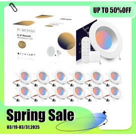 5/6 Inch LED Can Lights Retrofit RGB Recessed Lighting, Installed on Air Tight Ceiling Can，12W 1200LM Smart LED Recessed Lights, 2700K-6000K Color Changing Compatible with Alexa/Google Assistant/Siri, Hub INCL - Colour: 12packs-5/6inch-rgb