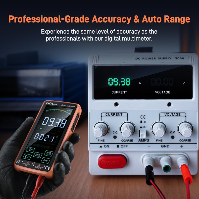 FKM Digital Multimeter, Compact & Rechargeable Voltmeter w/ 5″ Touch