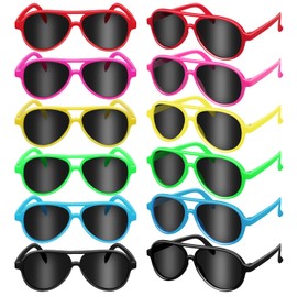 HLenyoy Pack of 12 Children's Sunglasses Neon Kids Party Favour Bag Fillers Beach Pool Birthday Party Boys Girls Birthday Party Accessories, 12neon