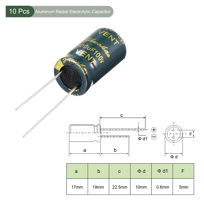 YOKIVE 10pcs Aluminum Electrolytic Capacitors Radial Lead High Frequency Low